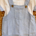 t-shirt bimbo bianca con maniche risvoltate rigate
