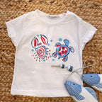 Costume mare bambino tartarughe e granchio con t-shirt estiva