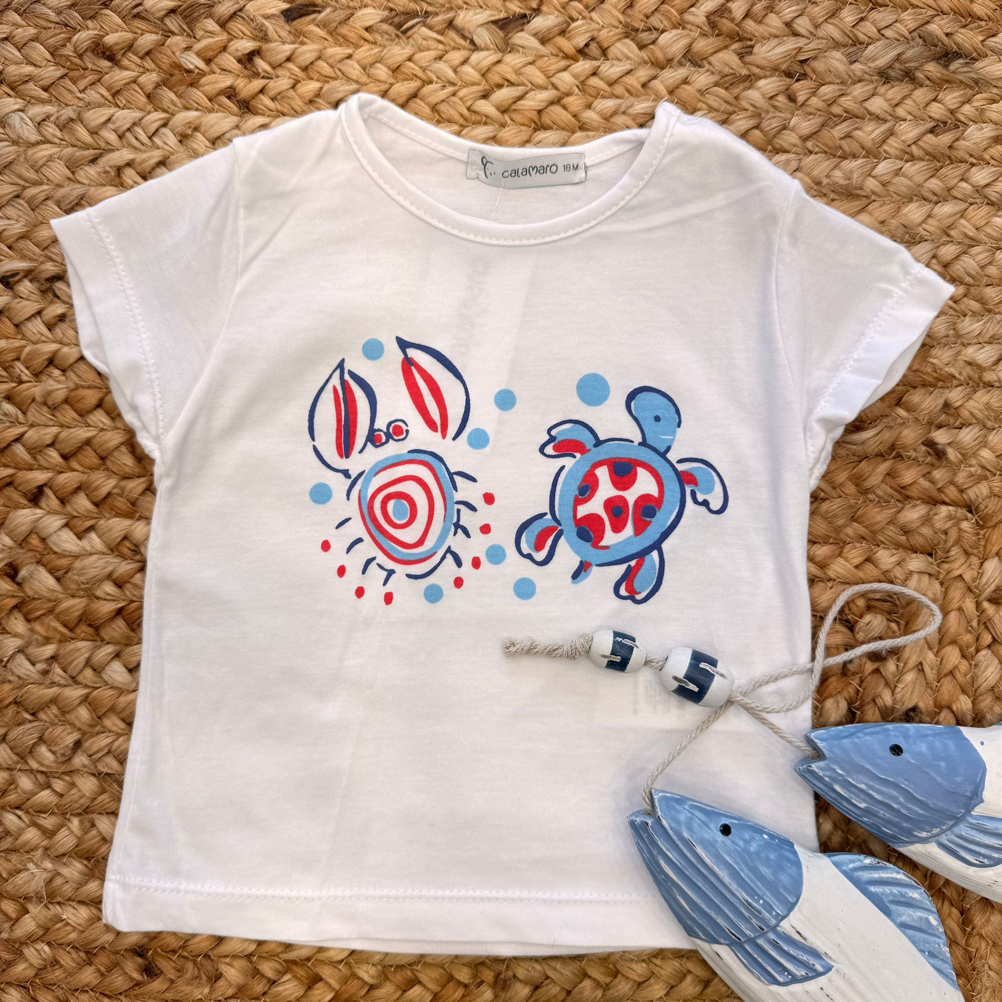 Costume mare bambino tartarughe e granchio con t-shirt estiva