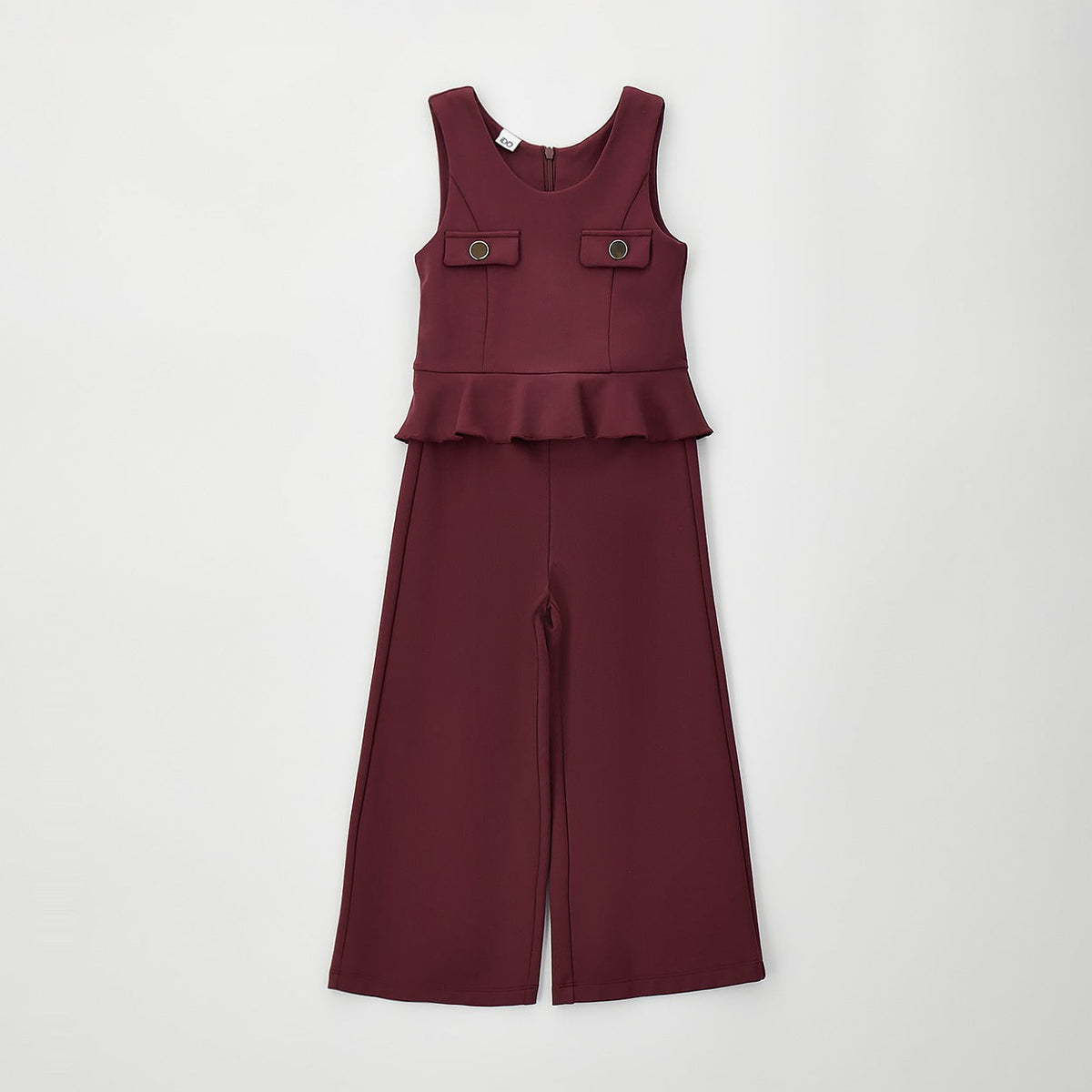 Completo bimba bordeaux con pantalone palazzo e maglia beige