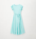 tuta elegante bambina verde acqua con plissé e cintura