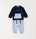 tuta neonato cotone blu e azzurro con orsetto
