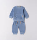 tuta bambino in ciniglia azzurra con felpa e pantalone coordinato
