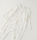 Retro tutina neonata in caldo cotone panna con fantasia orsetti e cuori beige