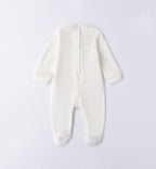 Tutina unisex in ciniglia panna con stellina beige vista posteriore.