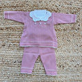tutina neonata 100% cotone rosa antico con colletto bianco