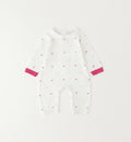 Tutina neonata bianca in cotone 100% con colletto bianco vista frontale
