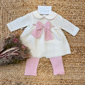 tutina neonata in cotone con fiocco rosa