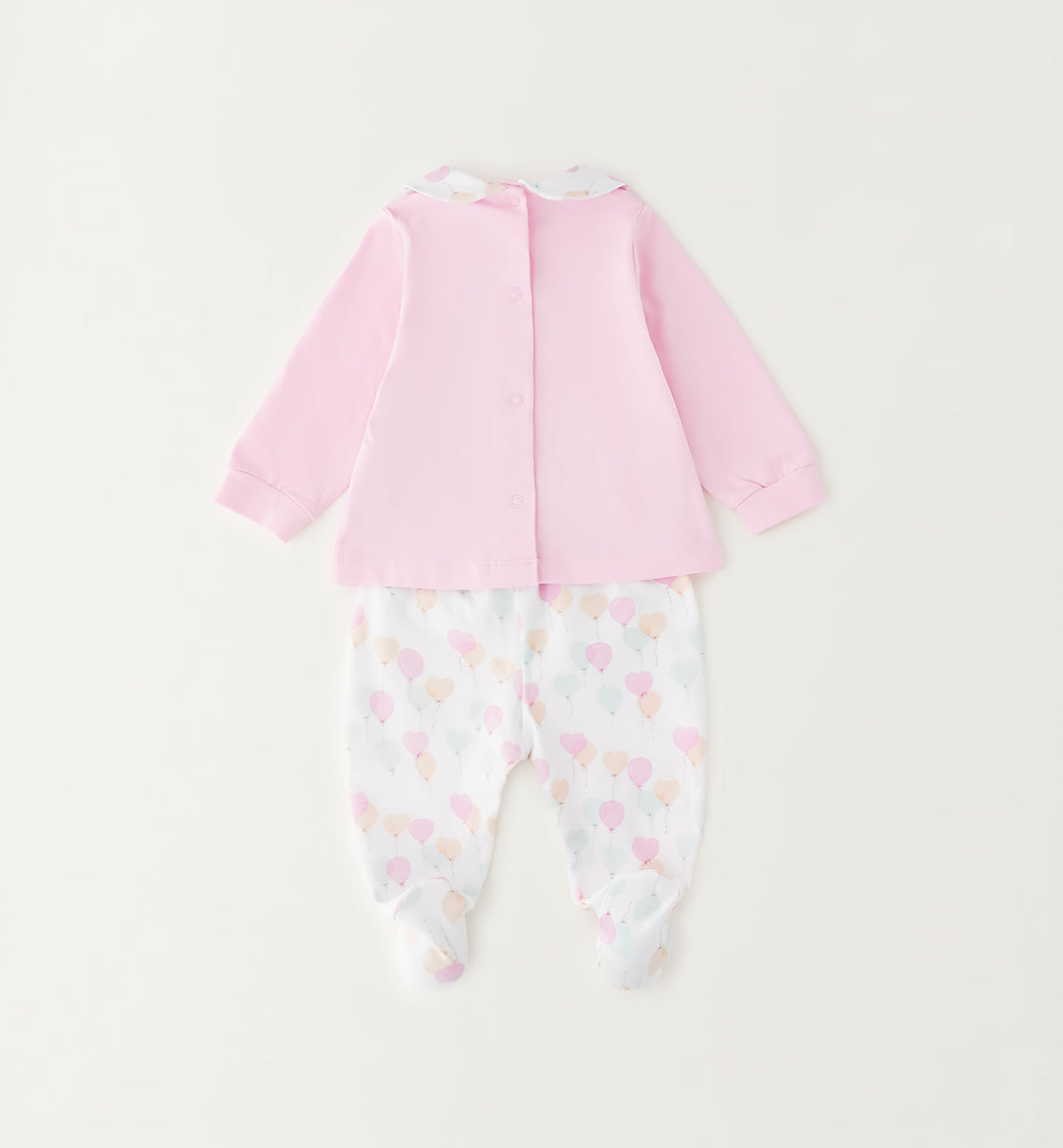 tutina neonata cotone con piedini e pantalone fantasia cuori