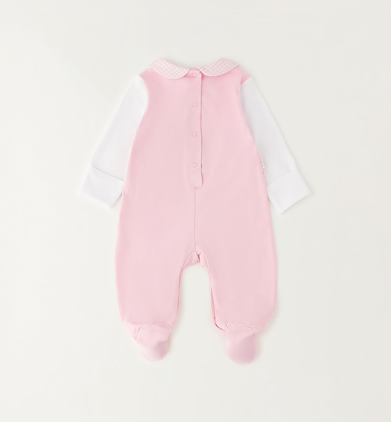 tutina neonata cotone con piedini e chiusura posteriore