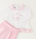 Retro tutina neonata in cotone con chiusura posteriore e piedini rosa coordinati