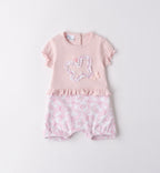 Tutina neonata rosa con farfalla e ruches