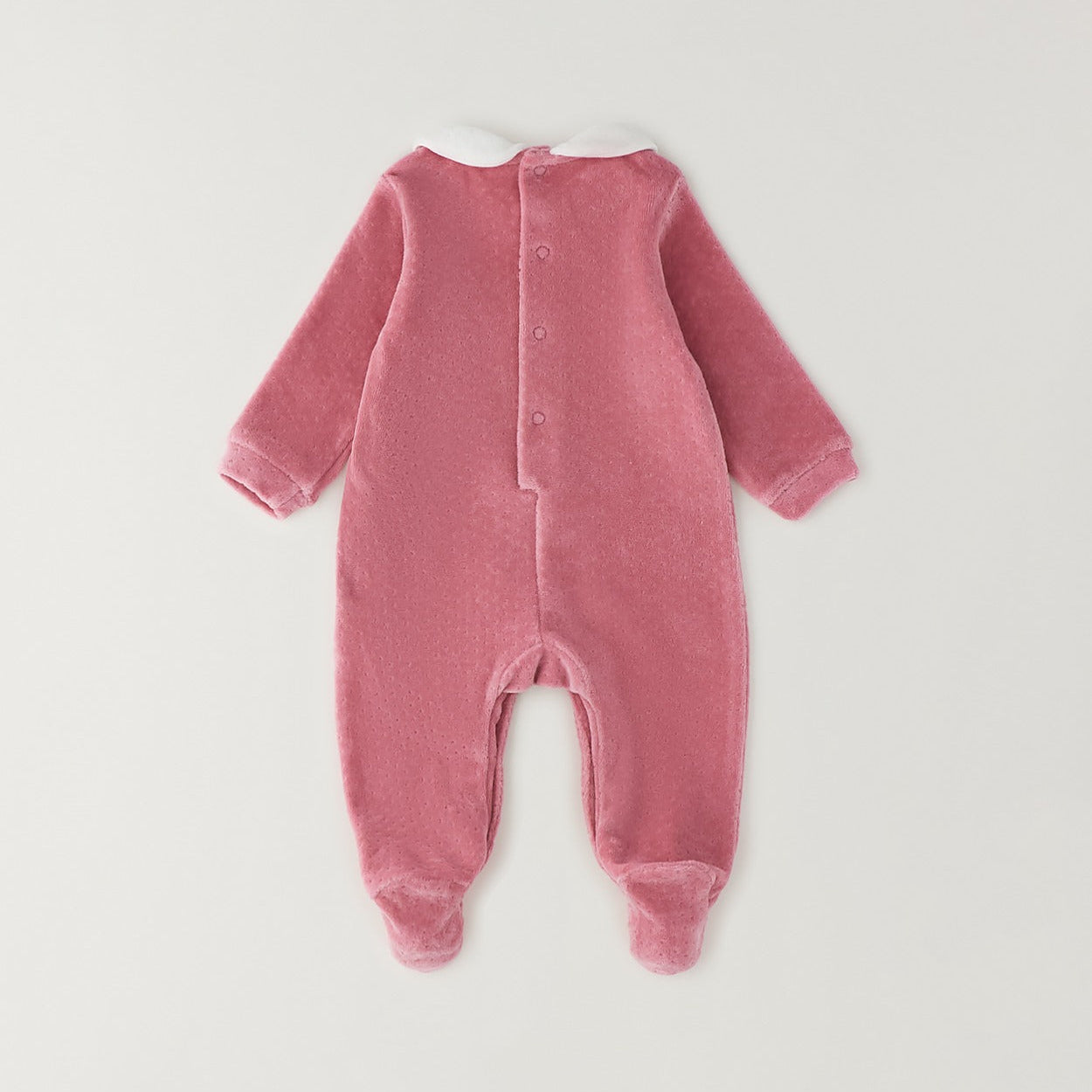 Tutina ciniglia neonata rosa con piedini e ricami, ideale per prima nascita e uscita clinica