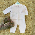 tutina neonata rosa 100% cotone con colletto a balza