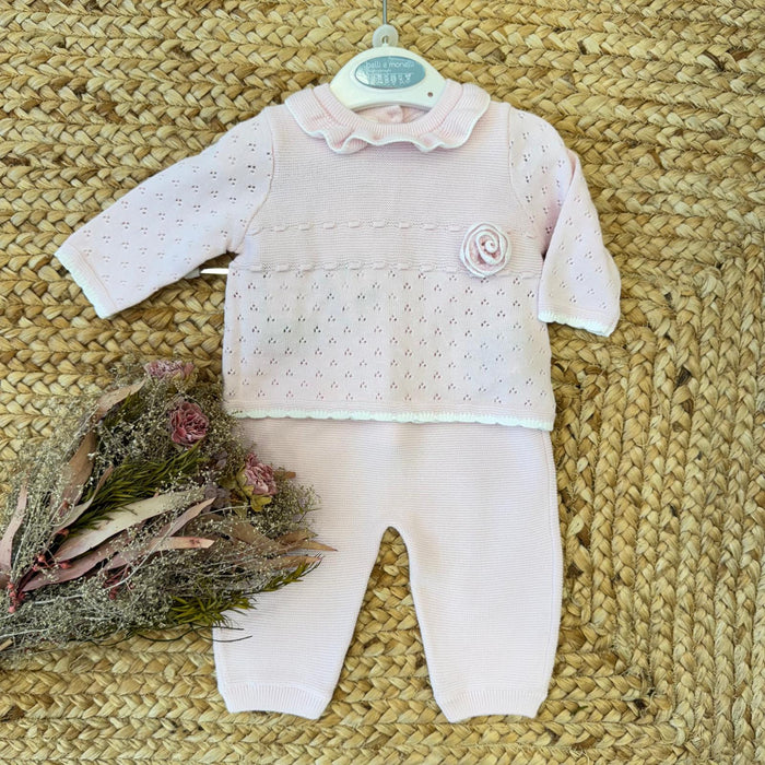 tutina neonata rosa 100% cotone con colletto a balza