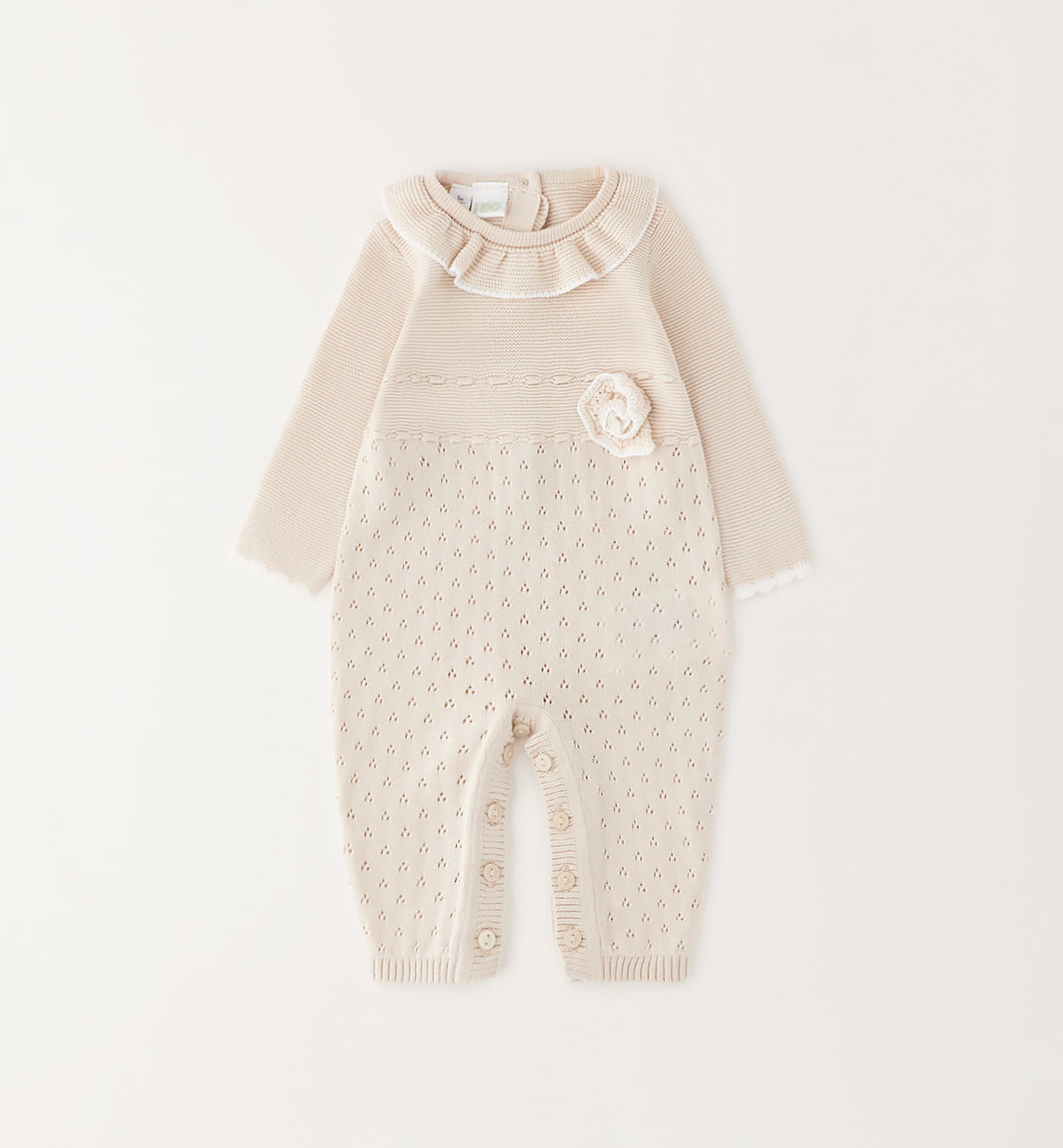 tutina neonata rosa 100% cotone vista retro con bottoni