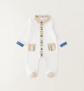tutina neonato 100% cotone bianca con dettagli rigati multicolor