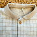 Tutina neonato in caldo cotone beige a quadri con colletto classico Made in Italy.