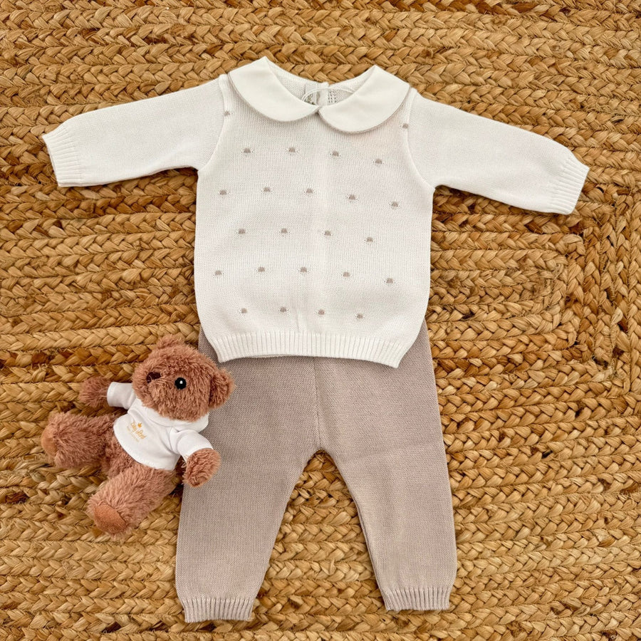 Tutina neonato in cotone palloncini panna e beige