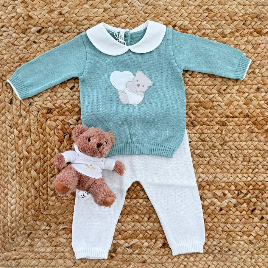 Tutina neonato in cotone verde salvia