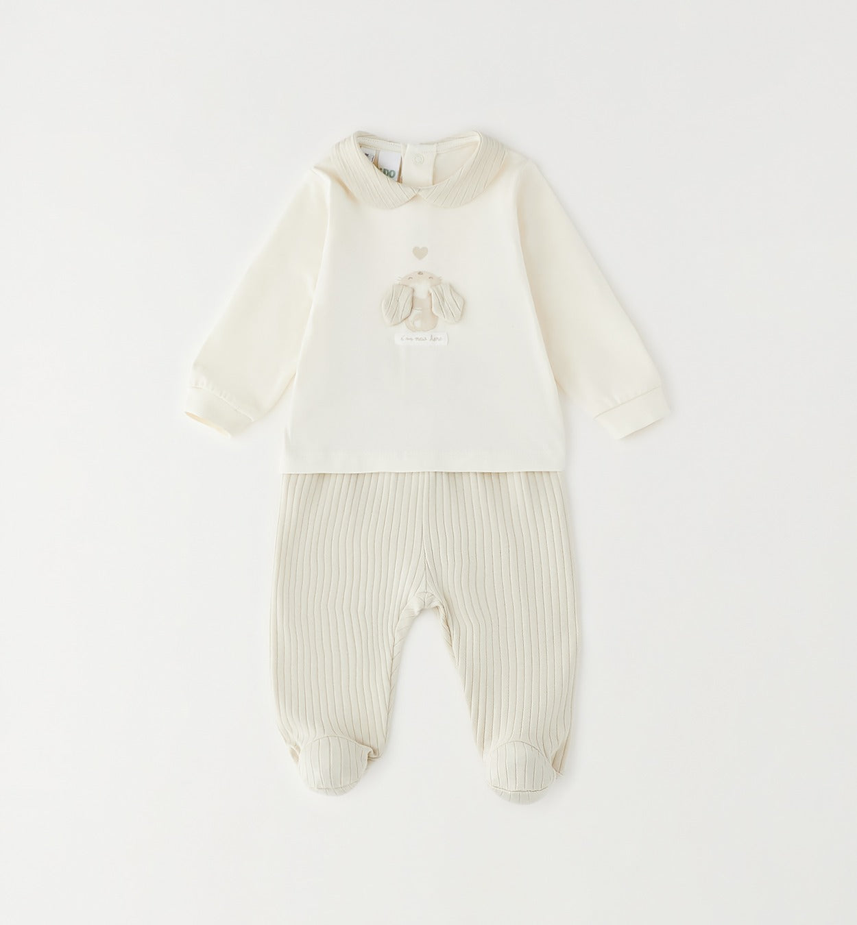 Tutina unisex in cotone ed elastan panna due pezzi