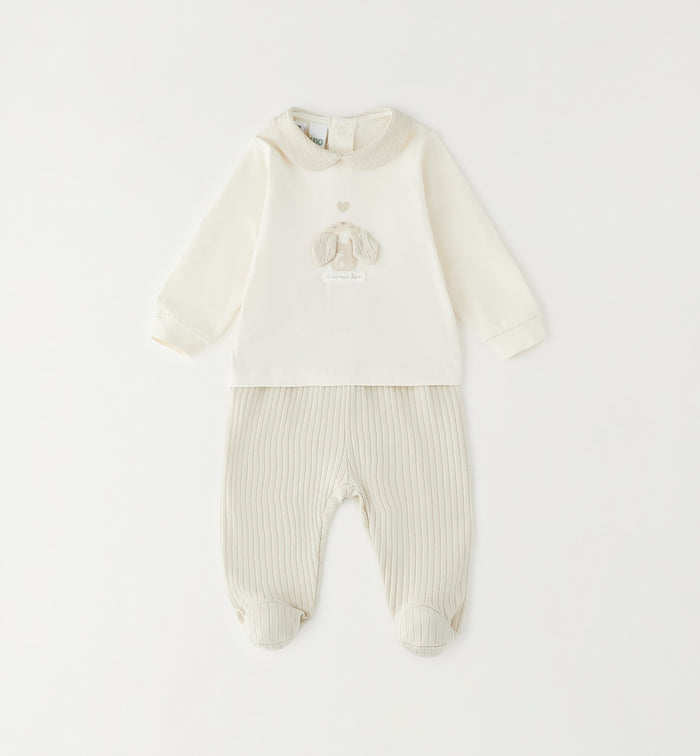 Tutina unisex in cotone ed elastan panna due pezzi