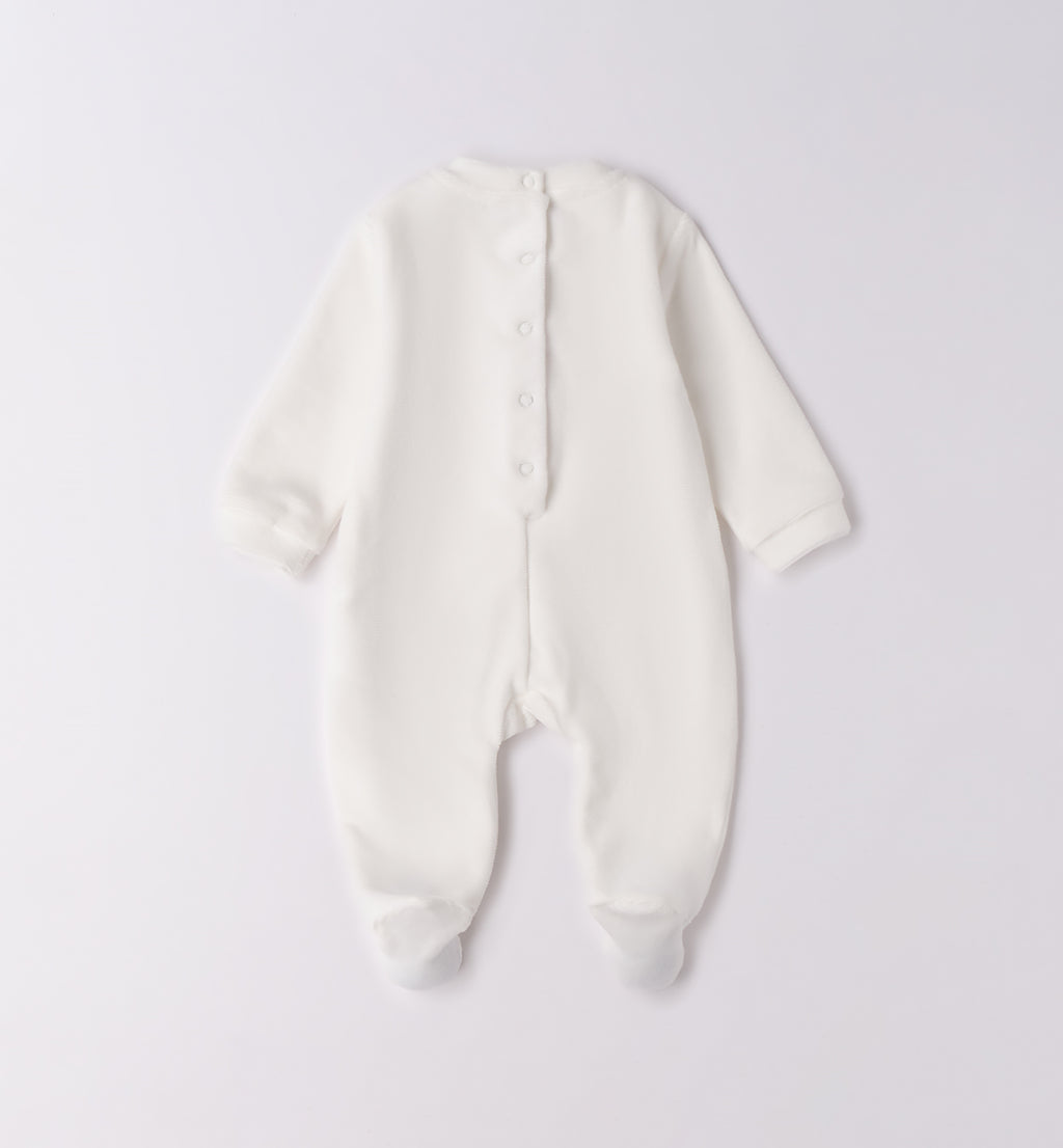 tutina caldo cotone neonata panna retro con bottoncini