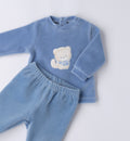 tutina ciniglia azzurra neonato con gattino - dettaglio