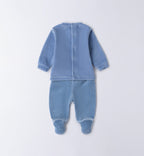 tutina ciniglia azzurra neonato con gattino - retro