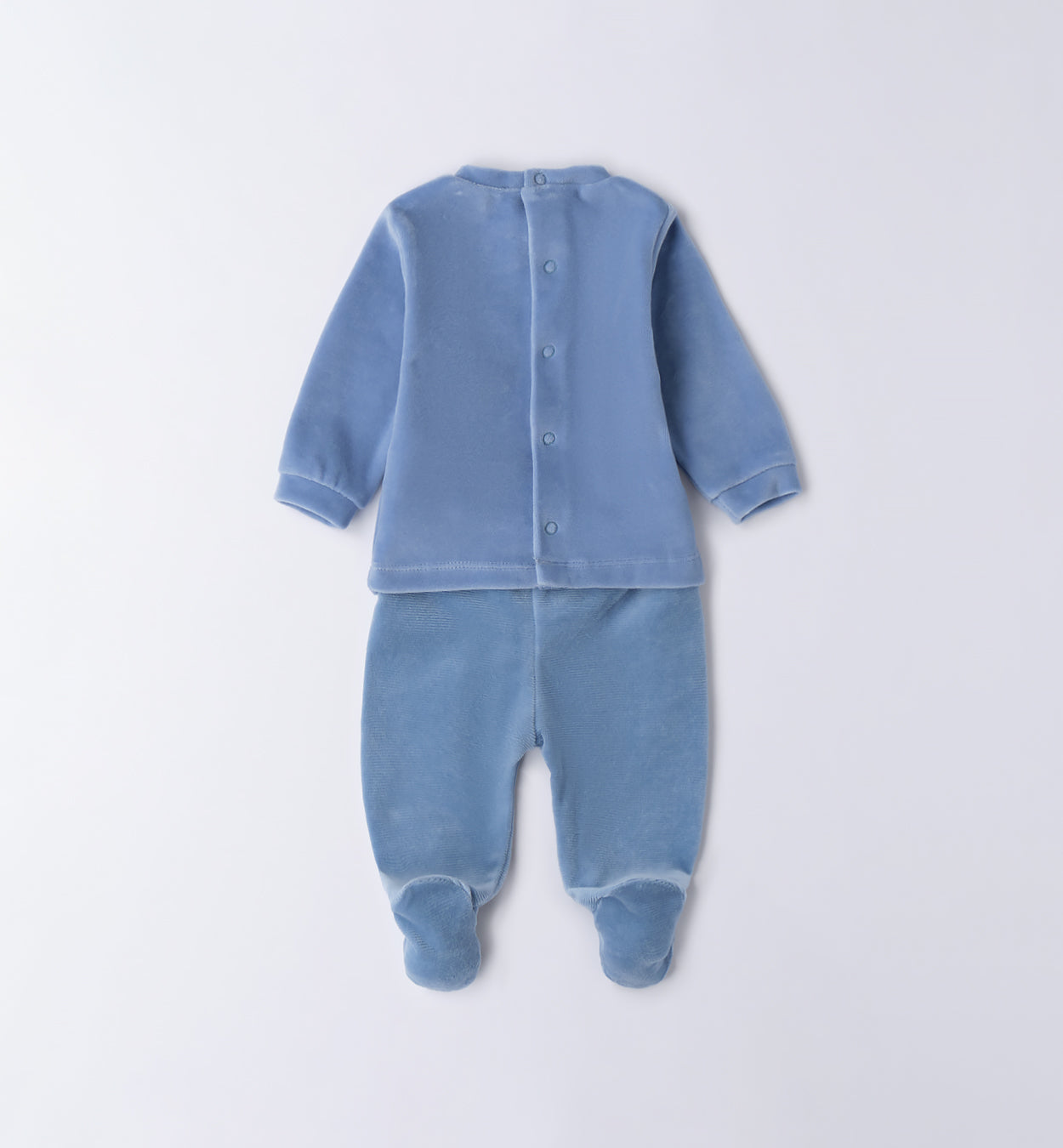 tutina ciniglia azzurra neonato con gattino - retro