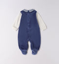 tutina ciniglia blu neonato retro con bottoncini