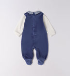 tutina ciniglia blu neonato retro con bottoncini
