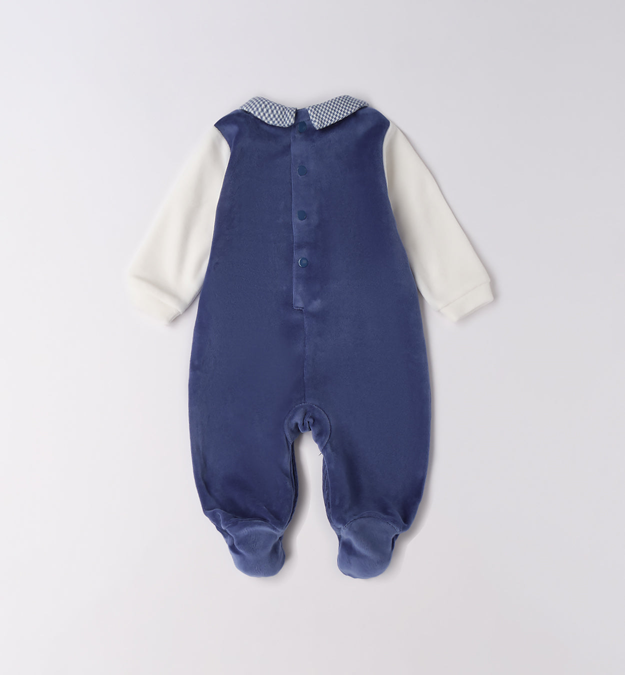tutina ciniglia blu neonato retro con bottoncini