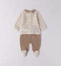 tutina ciniglia neonato panna e cammello con orsetto retro
