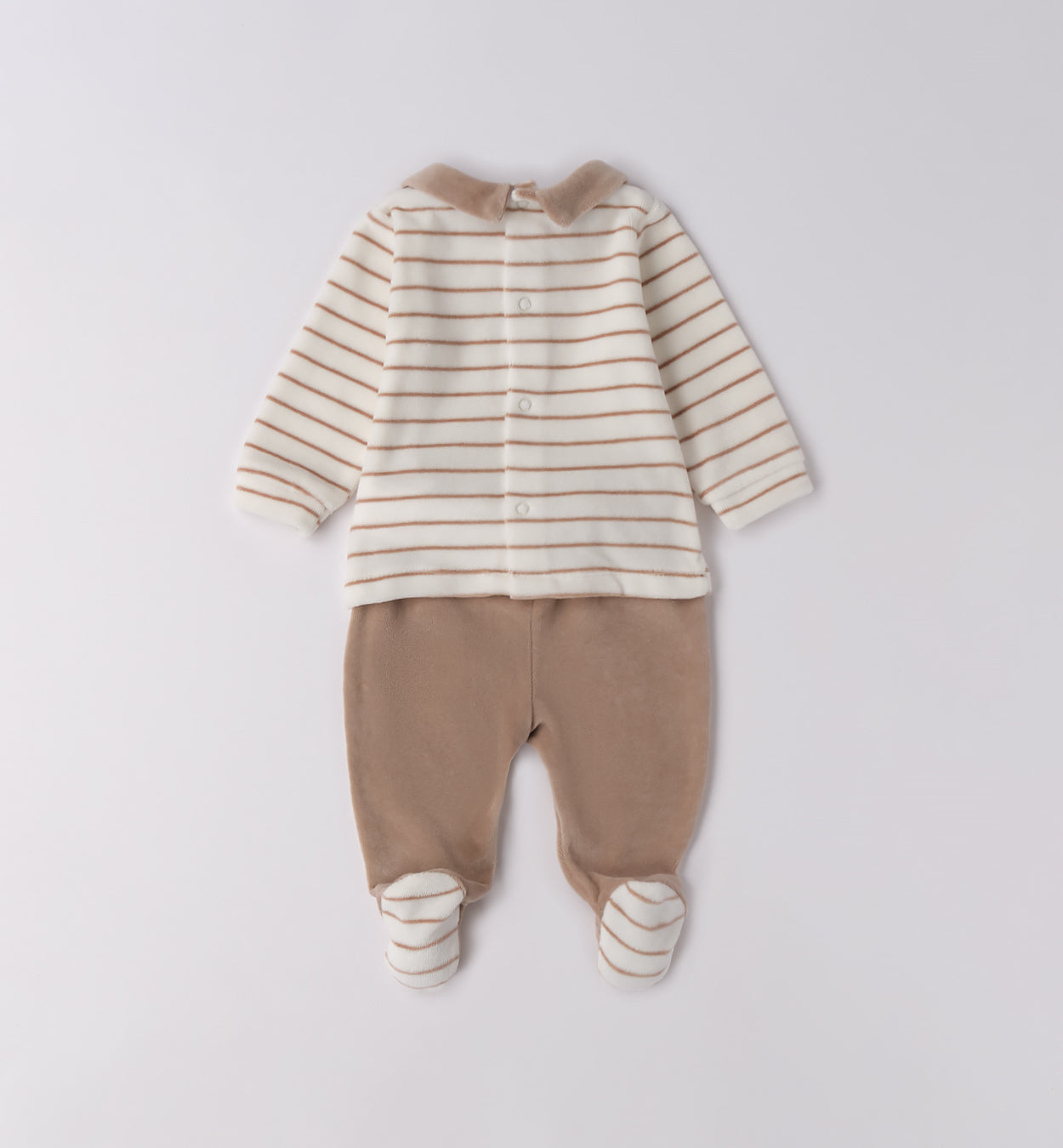 tutina ciniglia neonato panna e cammello con orsetto retro