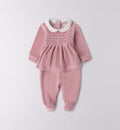 tutina ciniglia rosa neonata ricamo cuore fronte