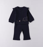 tutina neonata caldo cotone blu fronte con giacca zip