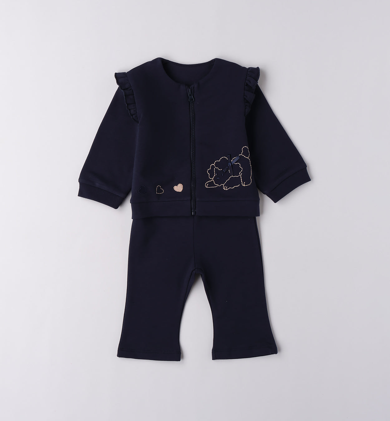 tutina neonata caldo cotone blu fronte con giacca zip