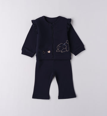 tutina neonata caldo cotone blu fronte con giacca zip