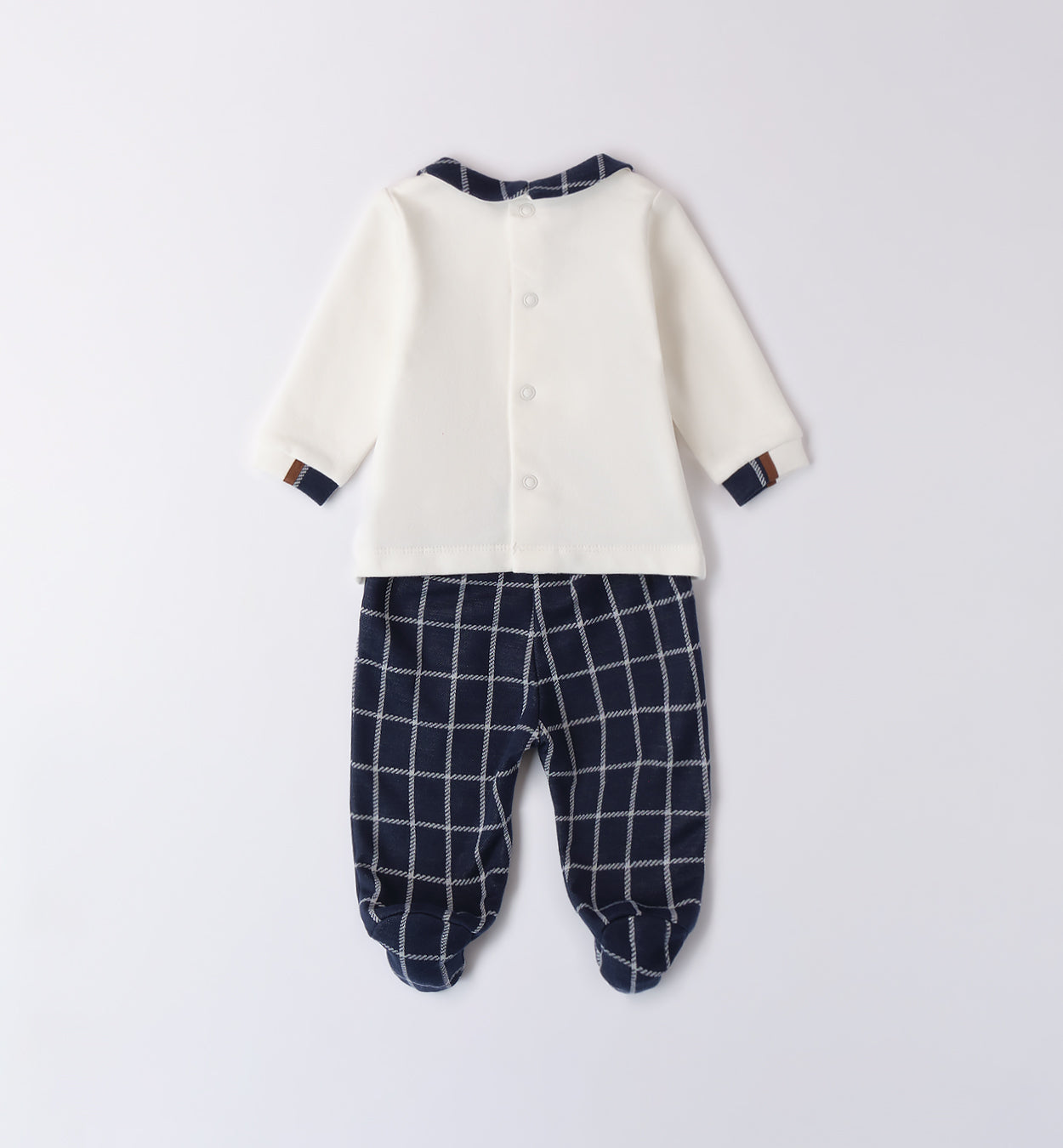 tutina neonato caldo cotone quadretti blu retro