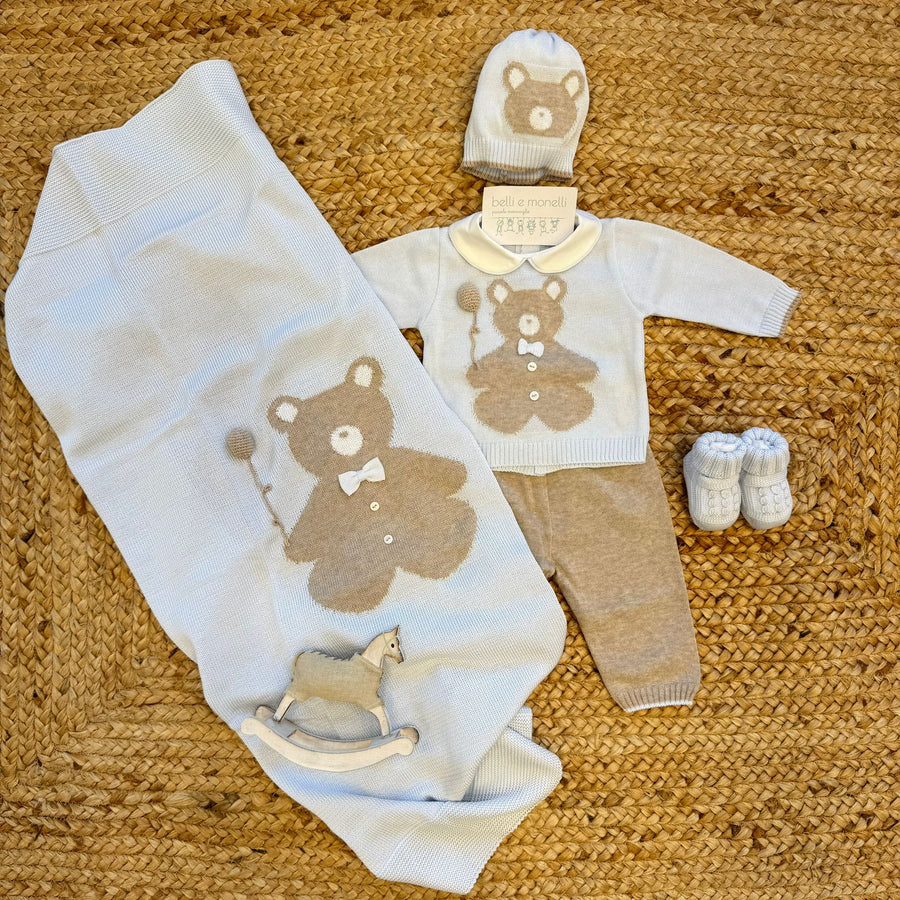 Uscita clinica in cotone filo di scozia con orsetto - Belli e Monelli