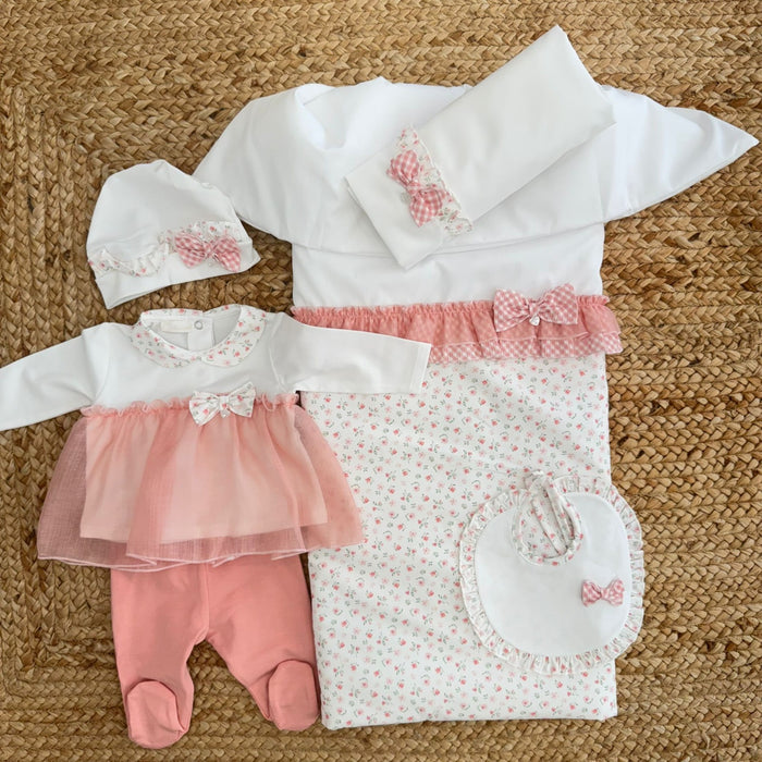 Uscita clinica neonata rosa in cotone con copertina sfoderabile e set completo