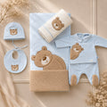 Uscita clinica neonato azzurra in caldo cotone con orsetto Teddy e copertina sfoderabile 85x68 cm