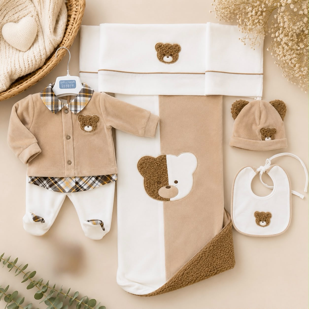 uscita-clinica-neonato-ciniglia-beige-completo-5-pezzi