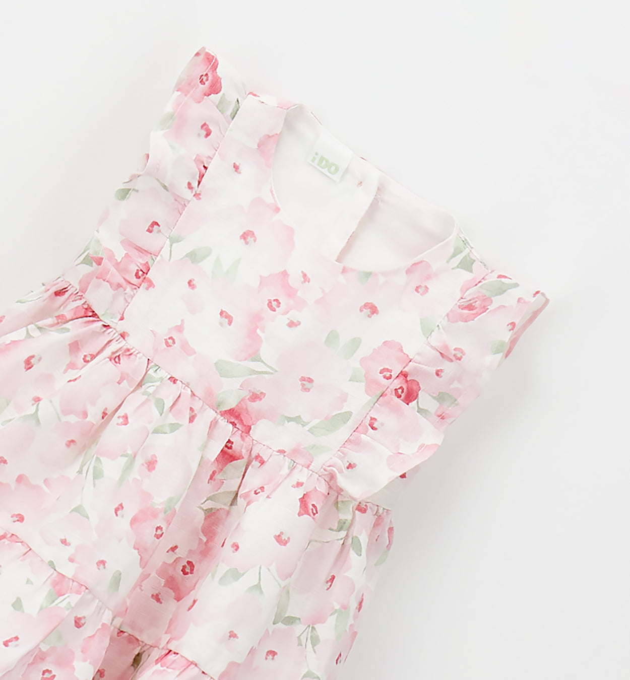 vestitino bambina lino cotone fantasia fiori dettaglio