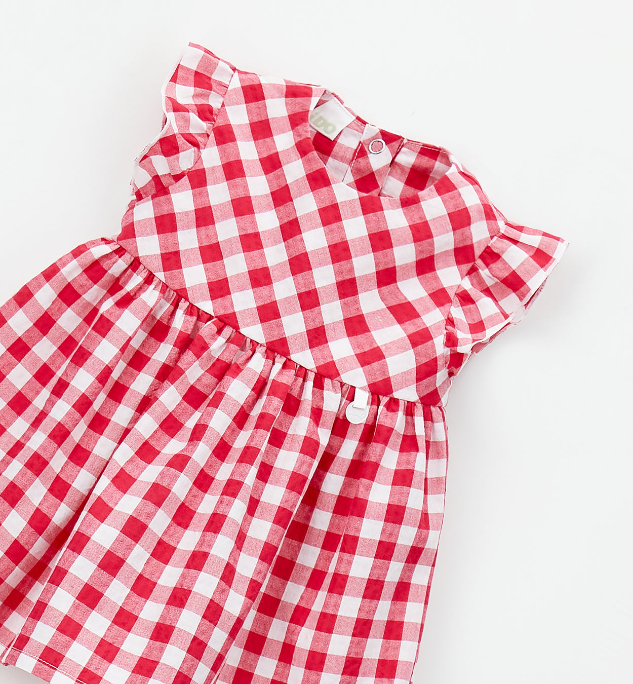 vestitino bambina vichy rosso in cotone dettaglio fronte