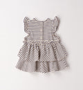 Retro vestitino bimba a righe con balze e chiusura con bottoni