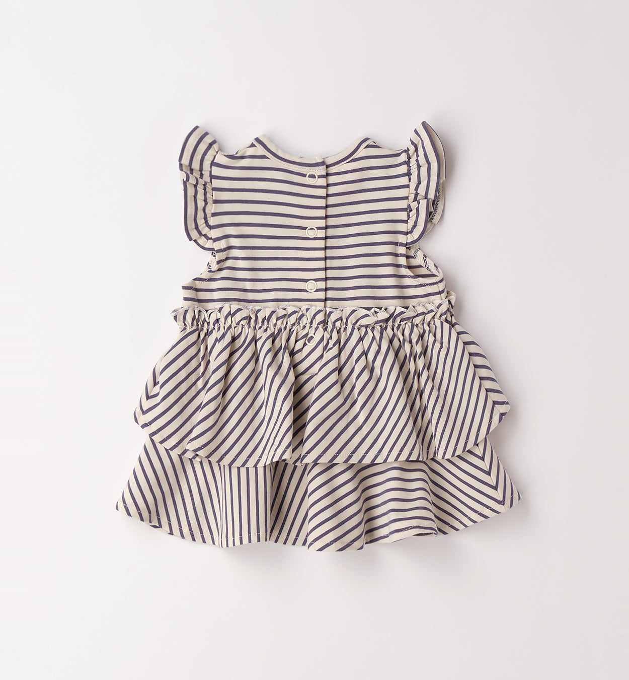 Retro vestitino bimba a righe con balze e chiusura con bottoni