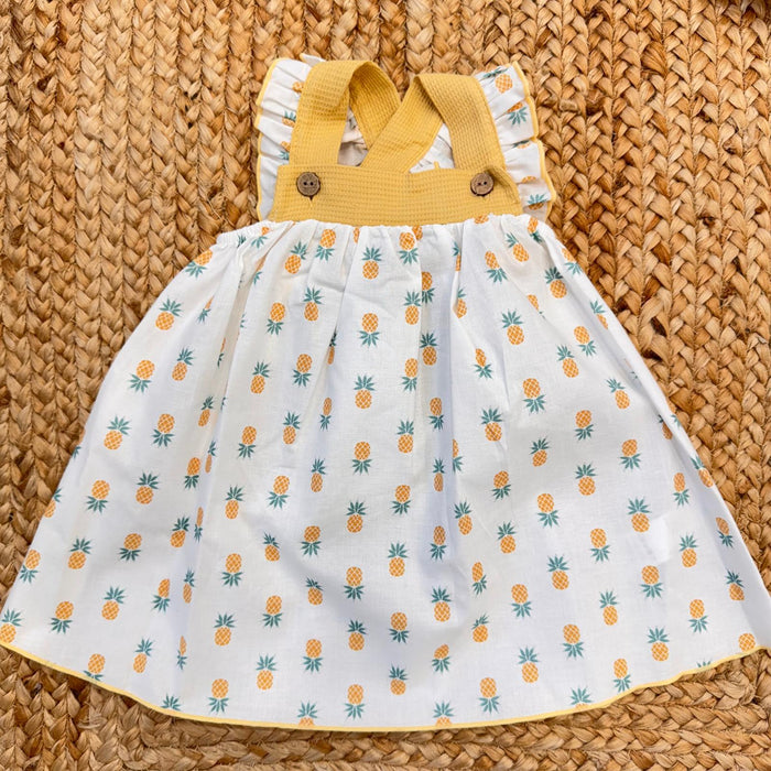 vestitino neonata cotone stampa ananas giallo