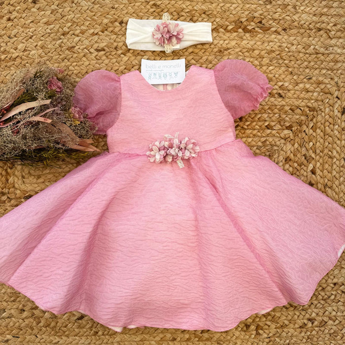 abito primo compleanno bimba rosa elegante
